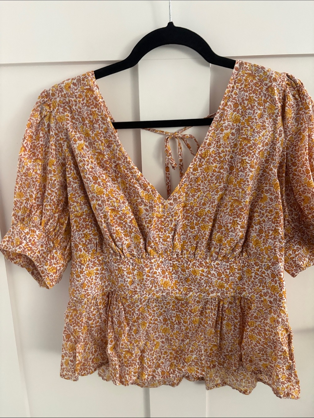 J. Crew White Dress with Yellow & Rust Floral Print